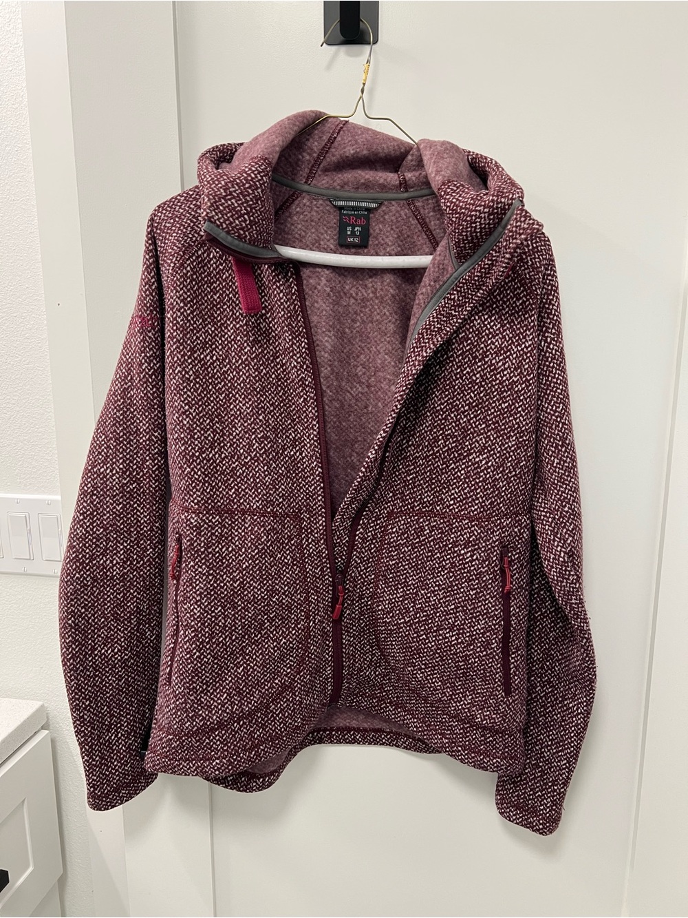 Rab Women's Hooded Sweater Jacket in Maroon